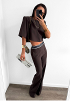 Eleganckie Hose wide leg La Milla Sunshine Elegance Schokoladenbraun