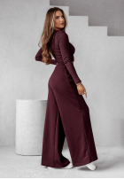 Set prążkowana Bluse i Hose wide leg Don’t Stop wino