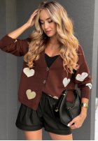 Krótki Cardigan w serca Your Heartbeat Schokoladenbraun