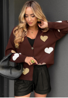 Krótki Cardigan w serca Your Heartbeat Schokoladenbraun