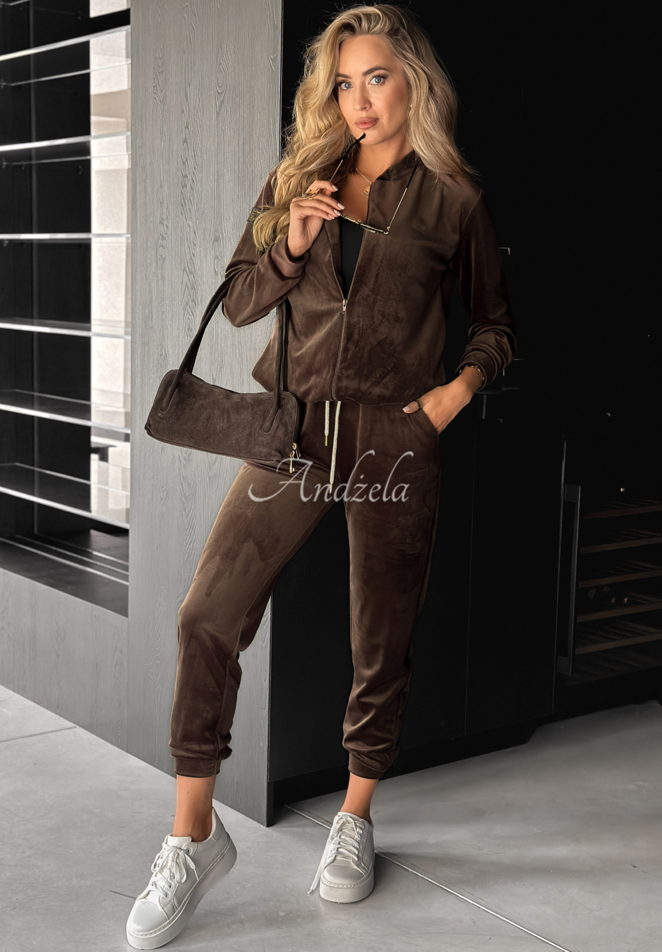 Better Later chocolate velour set