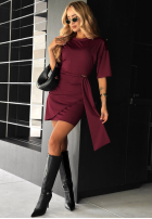 Kleid mini z szarfą Not Right Now Burgunderrot