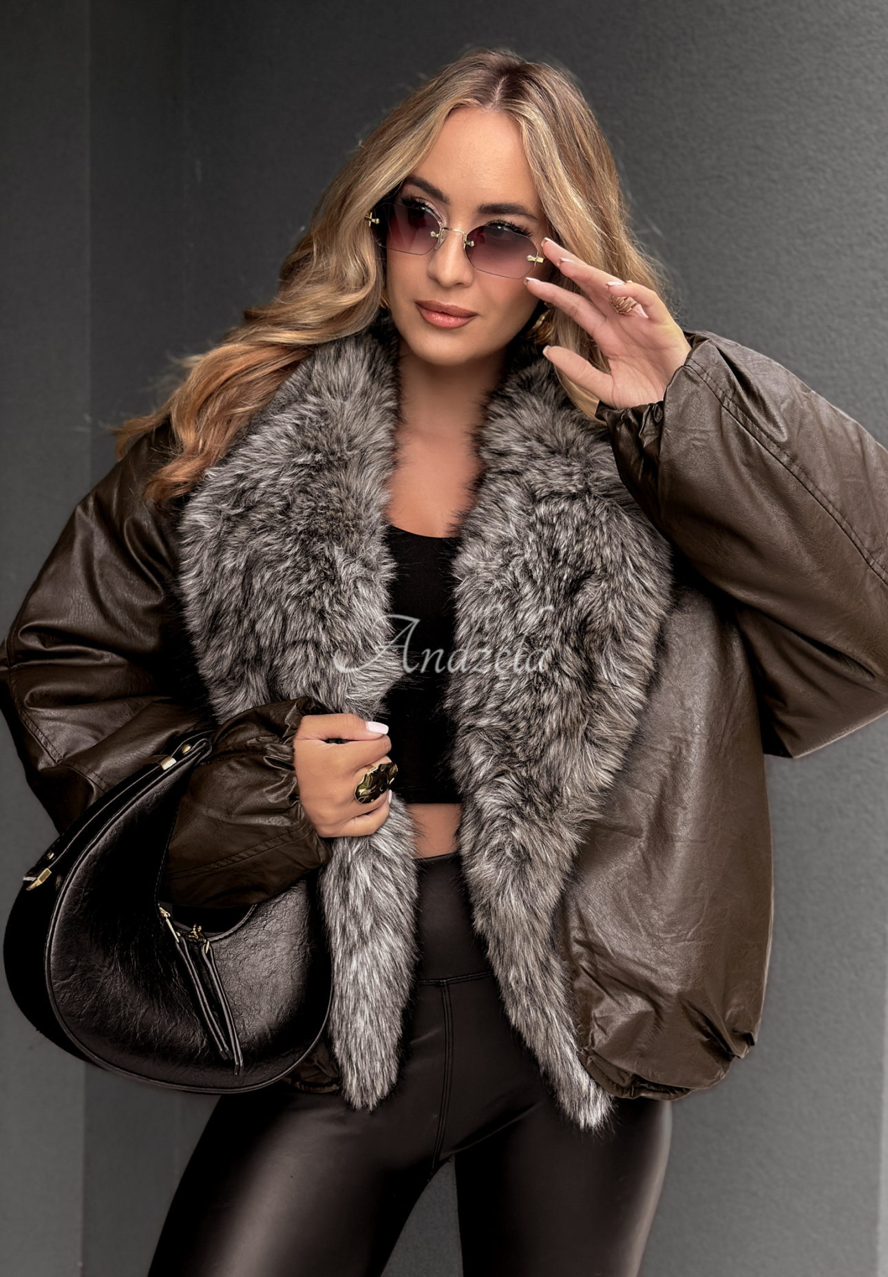 Bomberjacke mit Fell Homewood Schokoladenbraun