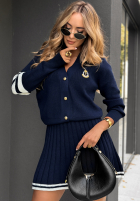Dzianinowy Set Cardigan i plisowana Kurzer Rock Back To Me Dunkelblau
