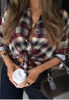 Hemd w kratę Latte Time Burgunderrot