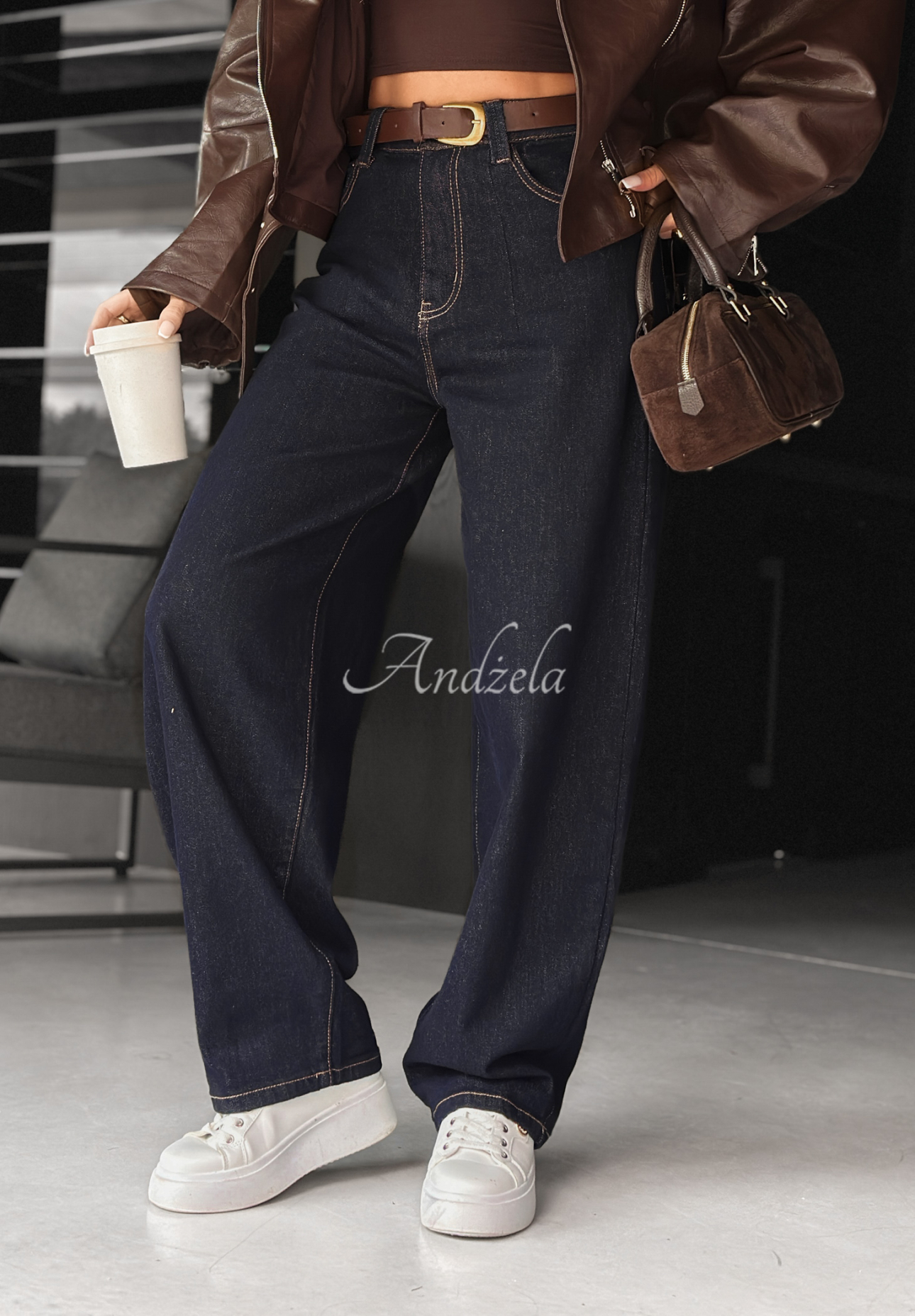 Banana Jeans mit Gürtel Pause &amp; Breathe Dunkelblau