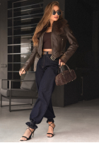 Skórzana Jacke z futerkiem Still Unread Schokoladenbraun