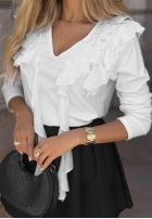 Bluse z falbankami My Moment Weiß