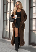 Długi Cardigan z frędzlami Find Her Glow Schokoladenbraun