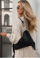 Zamszowa Tasche z frędzlami Story Deleted Schwarz