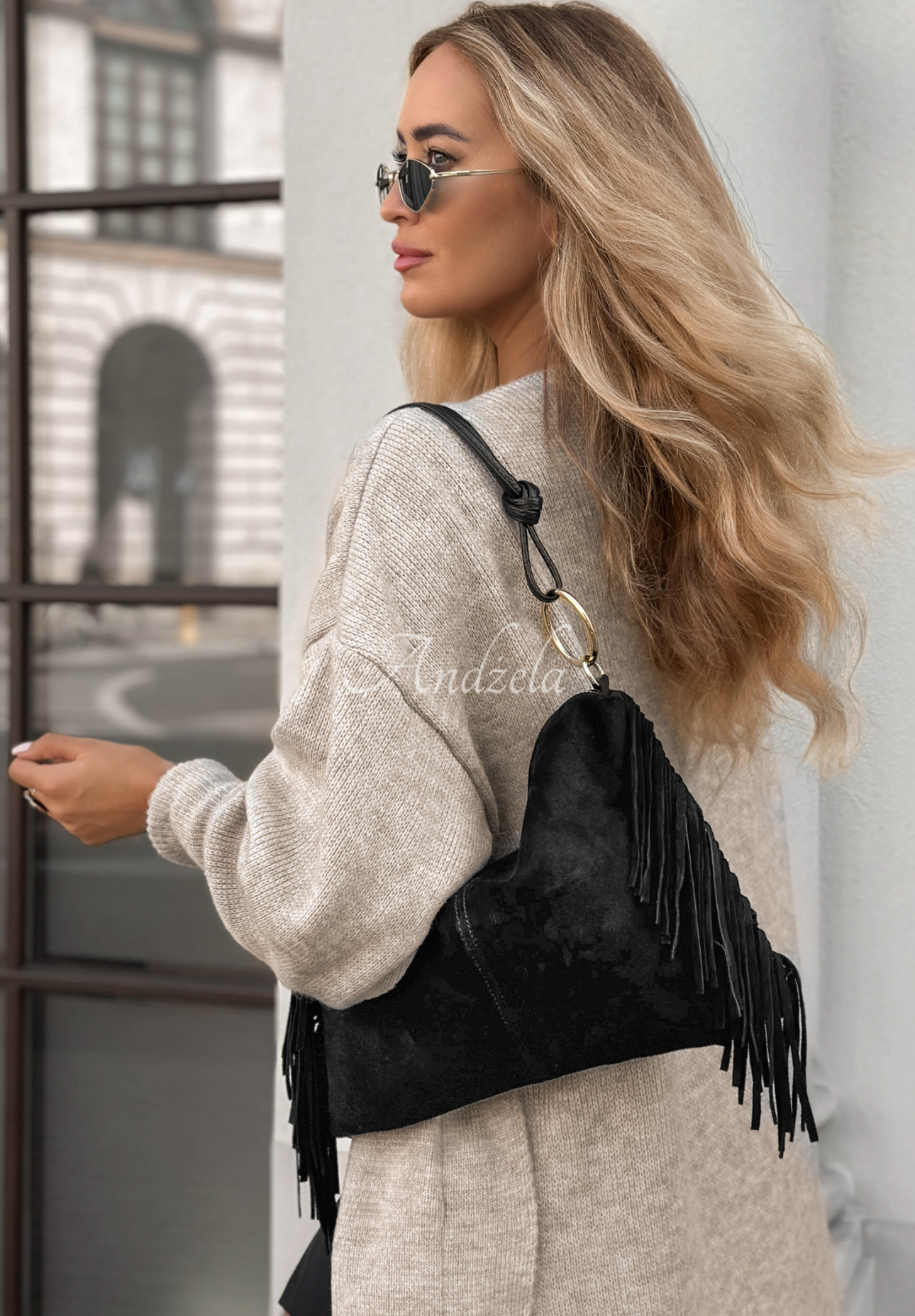 Wildledertasche mit Fransen Story Deleted Schwarz