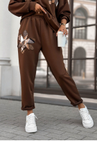 Sweat Set z naszywkami Autumn Flowers Schokoladenbraun