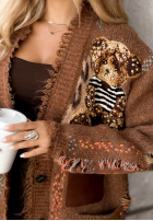 Wiskozowy Cardigan z naszywkami Anonybear Schokoladenbraun