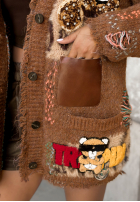 Wiskozowy Cardigan z naszywkami Anonybear Schokoladenbraun