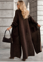 Długi Cardigan New Jersey Schokoladenbraun