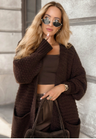 Długi Cardigan New Jersey Schokoladenbraun