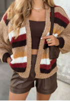 Krótki Cardigan w paski Bad Decision Beige