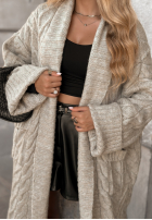 Długi pleciony Cardigan Only Forward Beige
