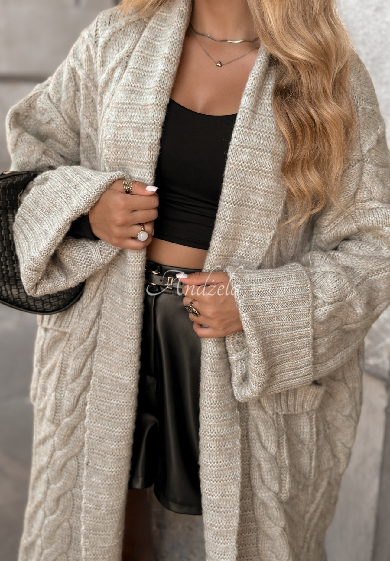 Langer Strickcardigan Only Forward Beige