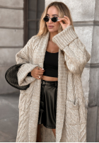 Długi pleciony Cardigan Only Forward Beige