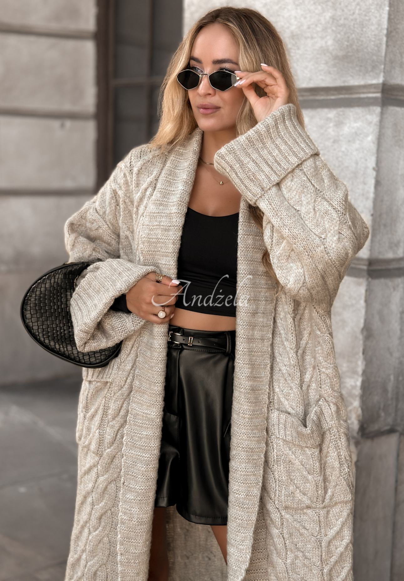 Langer Strickcardigan Only Forward Beige