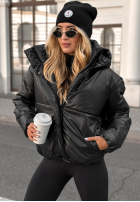 Steppjacke mit Kapuze Too Late Now Schwarz