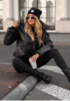 Pikowana Jacke z kapturem Too Late Now Schwarz