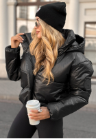 Pikowana Jacke z kapturem Too Late Now Schwarz