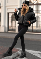 Pikowana Jacke z kapturem Too Late Now Schwarz