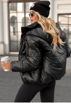 Pikowana Jacke z kapturem Too Late Now Schwarz