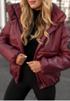 Pikowana Jacke z kapturem Too Late Now Burgunderrot