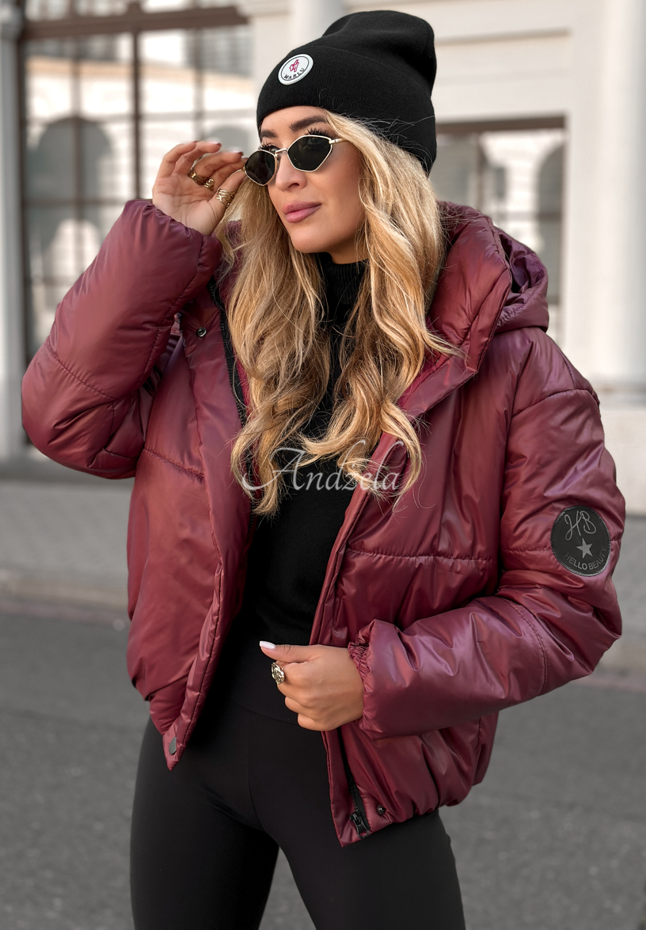 Steppjacke mit Kapuze Too Late Now Burgunderrot