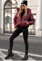Pikowana Jacke z kapturem Too Late Now Burgunderrot