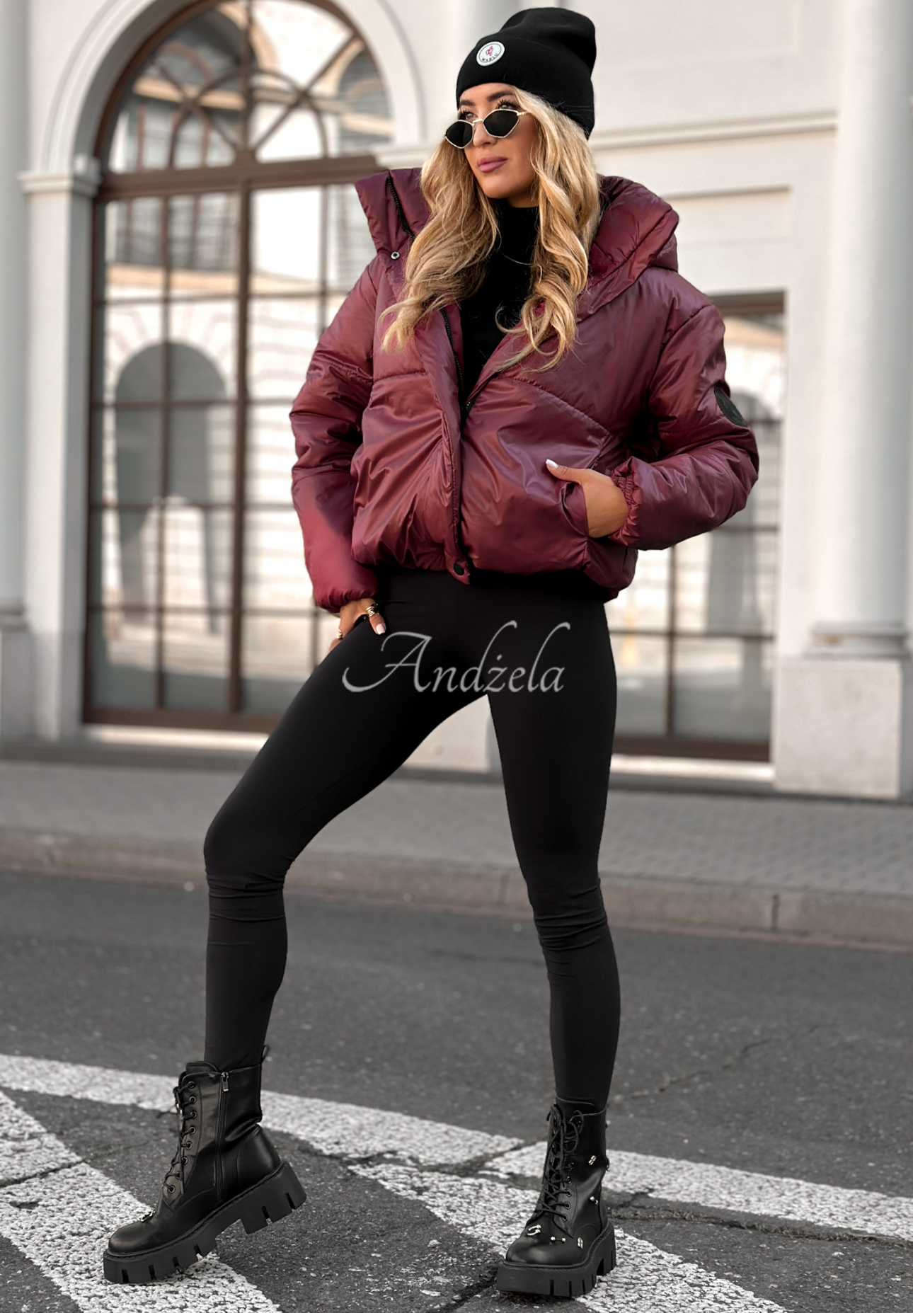 Steppjacke mit Kapuze Too Late Now Burgunderrot