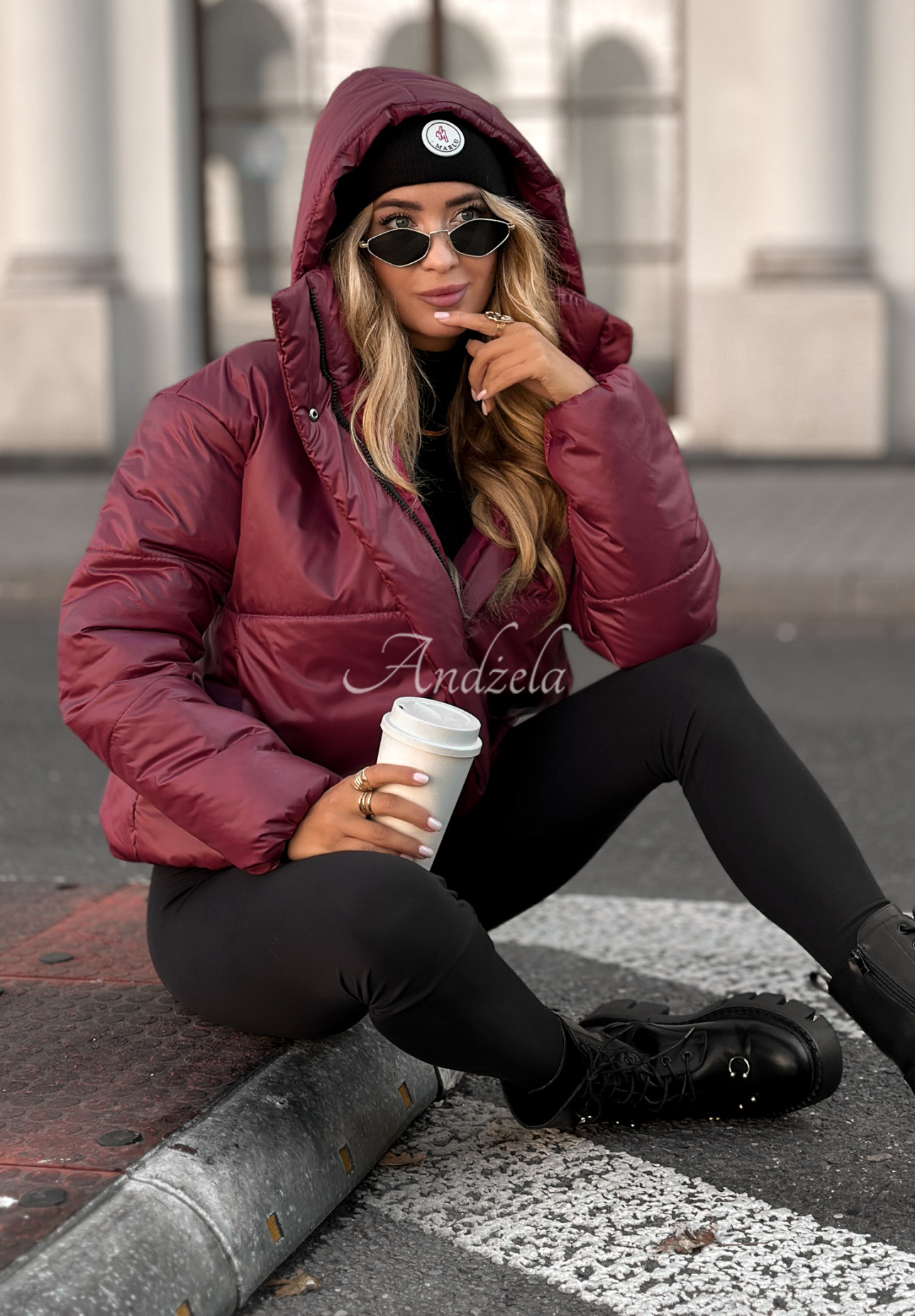 Steppjacke mit Kapuze Too Late Now Burgunderrot