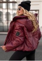 Pikowana Jacke z kapturem Too Late Now Burgunderrot