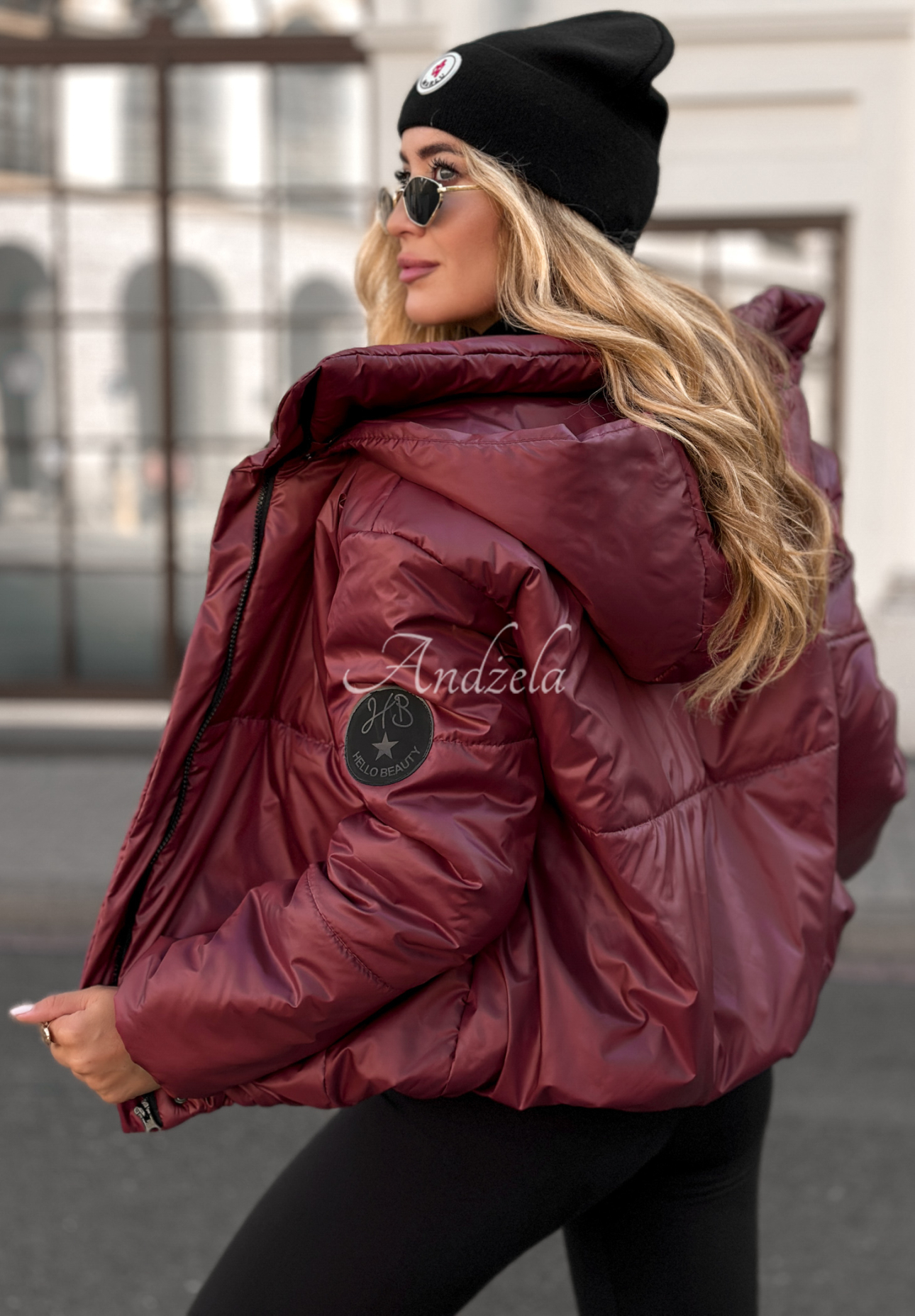 Steppjacke mit Kapuze Too Late Now Burgunderrot