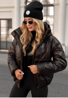 Pikowana Jacke z kapturem Too Late Now Schokoladenbraun
