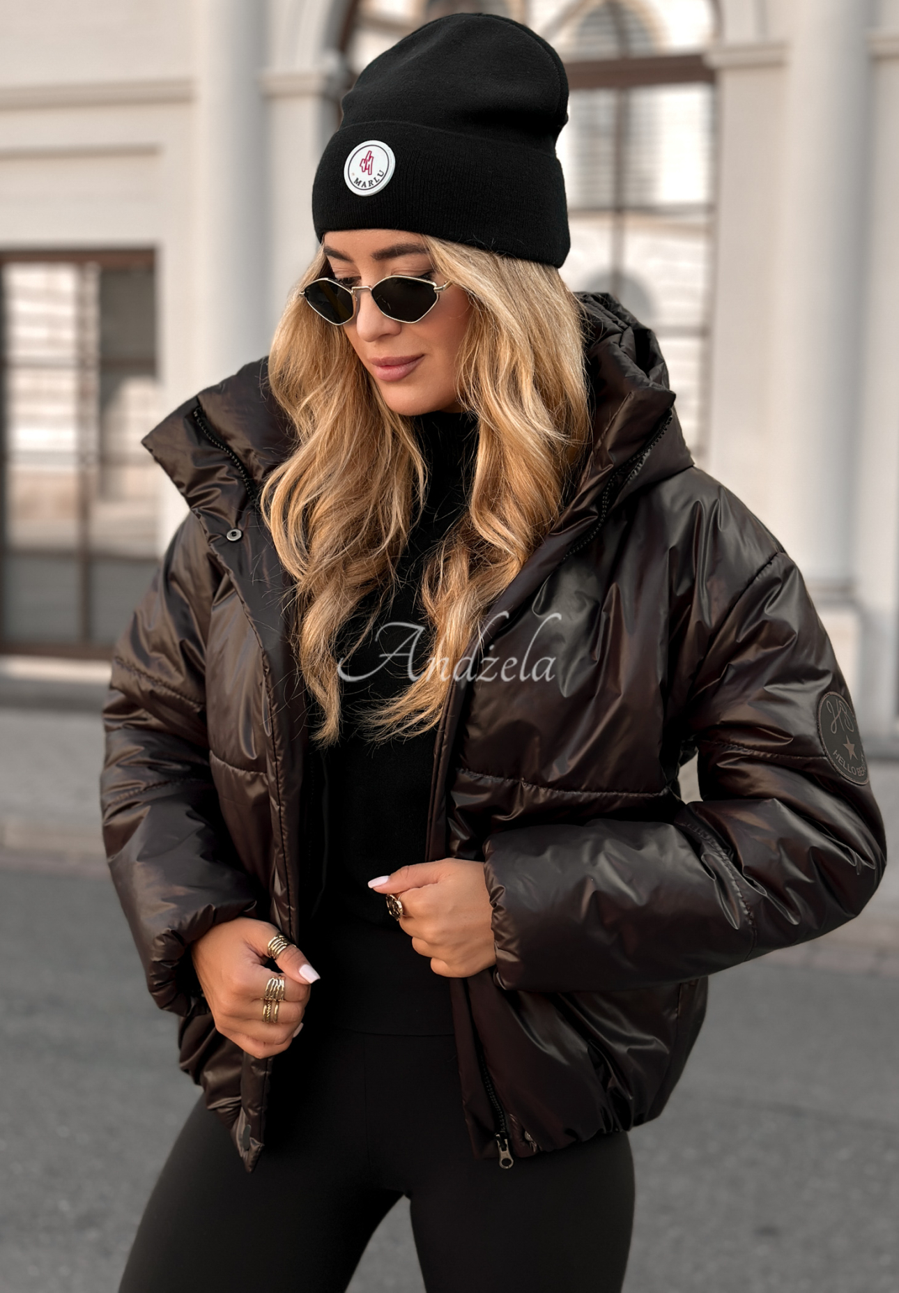 Steppjacke mit Kapuze Too Late Now  Schokoladenbraun
