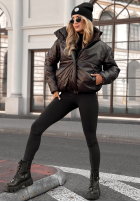 Pikowana Jacke z kapturem Too Late Now Schokoladenbraun