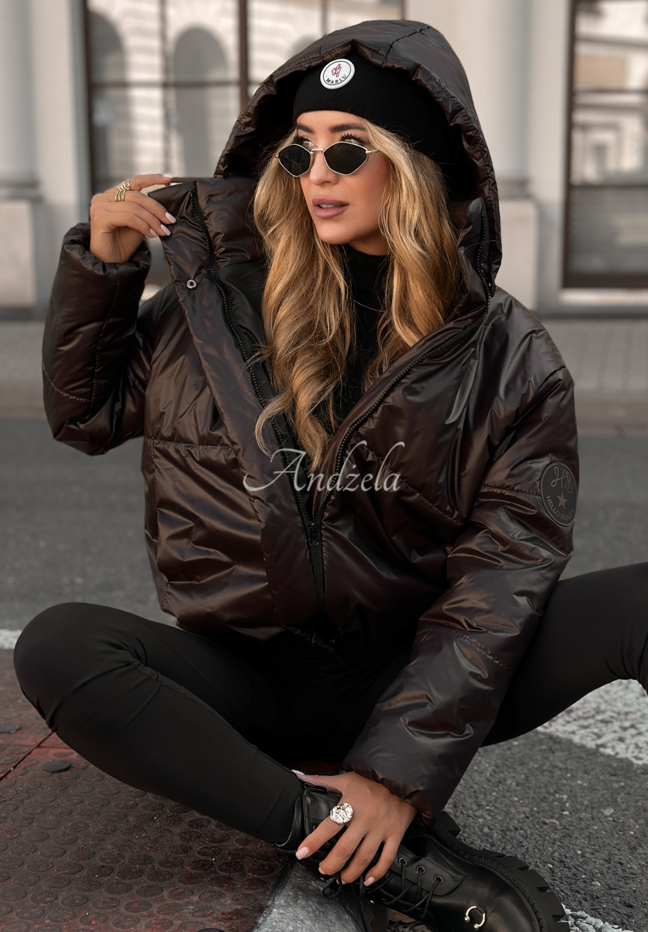Steppjacke mit Kapuze Too Late Now  Schokoladenbraun