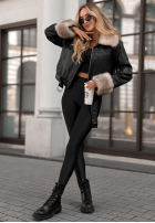 Skórzana Jacke z futerkiem Never Say Never Schwarz