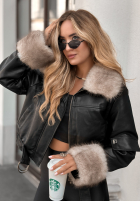Skórzana Jacke z futerkiem Never Say Never Schwarz
