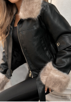 Skórzana Jacke z futerkiem Never Say Never Schwarz