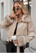 Skórzana Jacke z futerkiem Never Say Never Beige