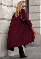 Długi pleciony Cardigan Only Forward Burgunderrot
