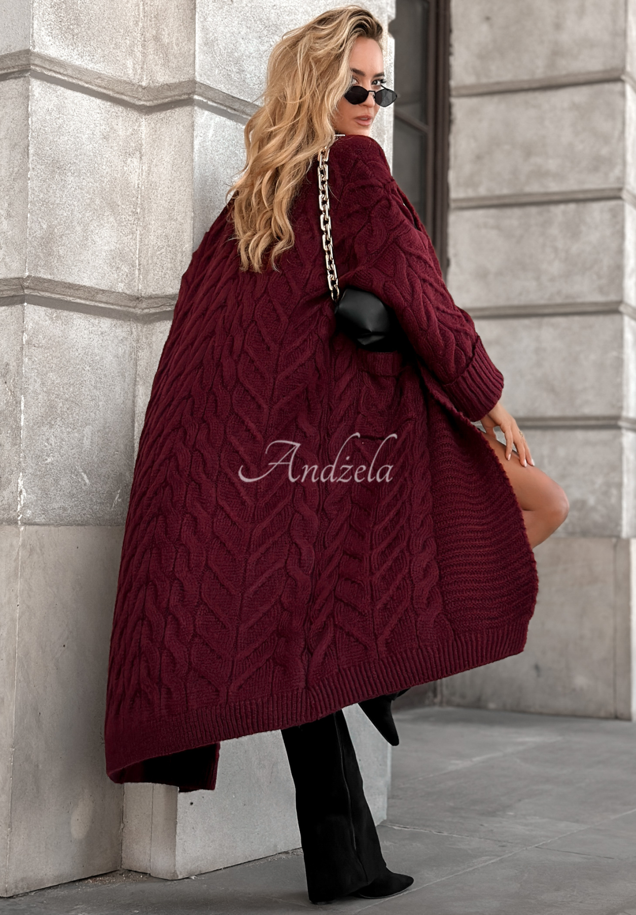 Langer Strickcardigan Only Forward Burgunderrot