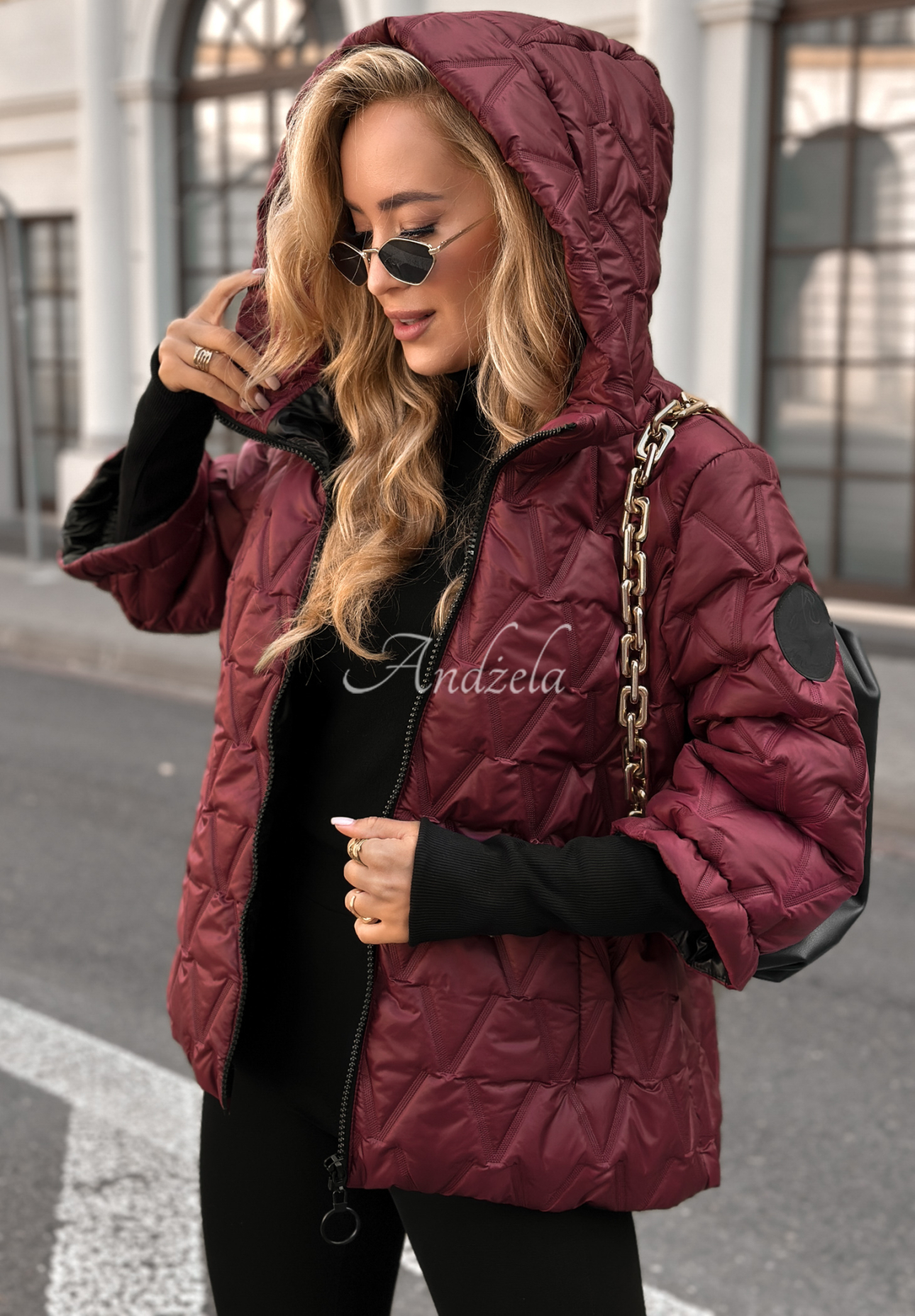 Kurze Steppjacke Quiet Afternoon Burgunderrot