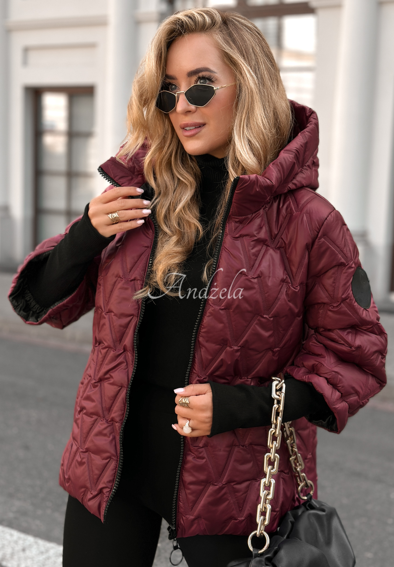 Kurze Steppjacke Quiet Afternoon Burgunderrot
