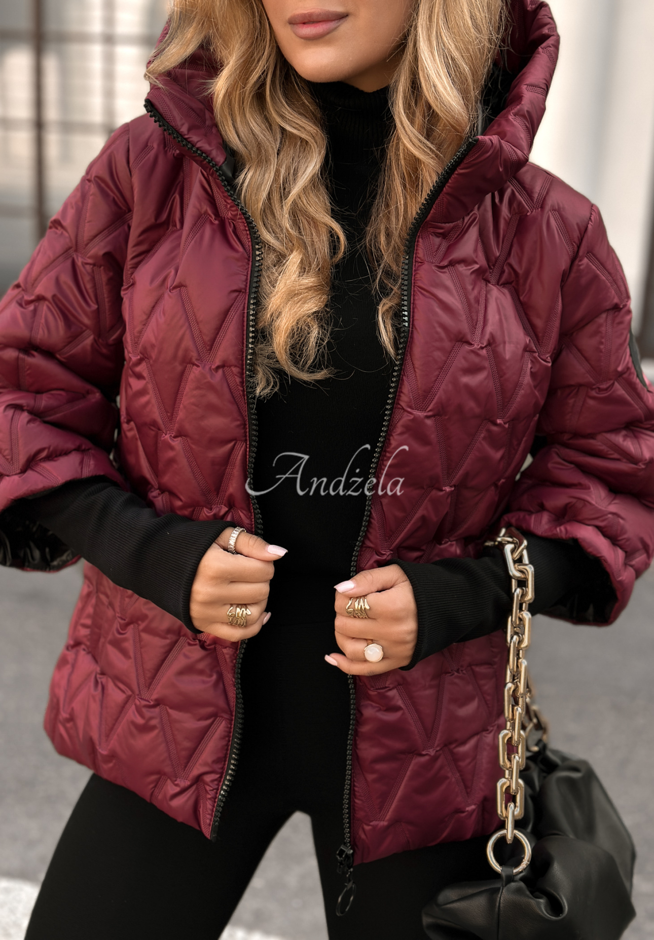 Kurze Steppjacke Quiet Afternoon Burgunderrot